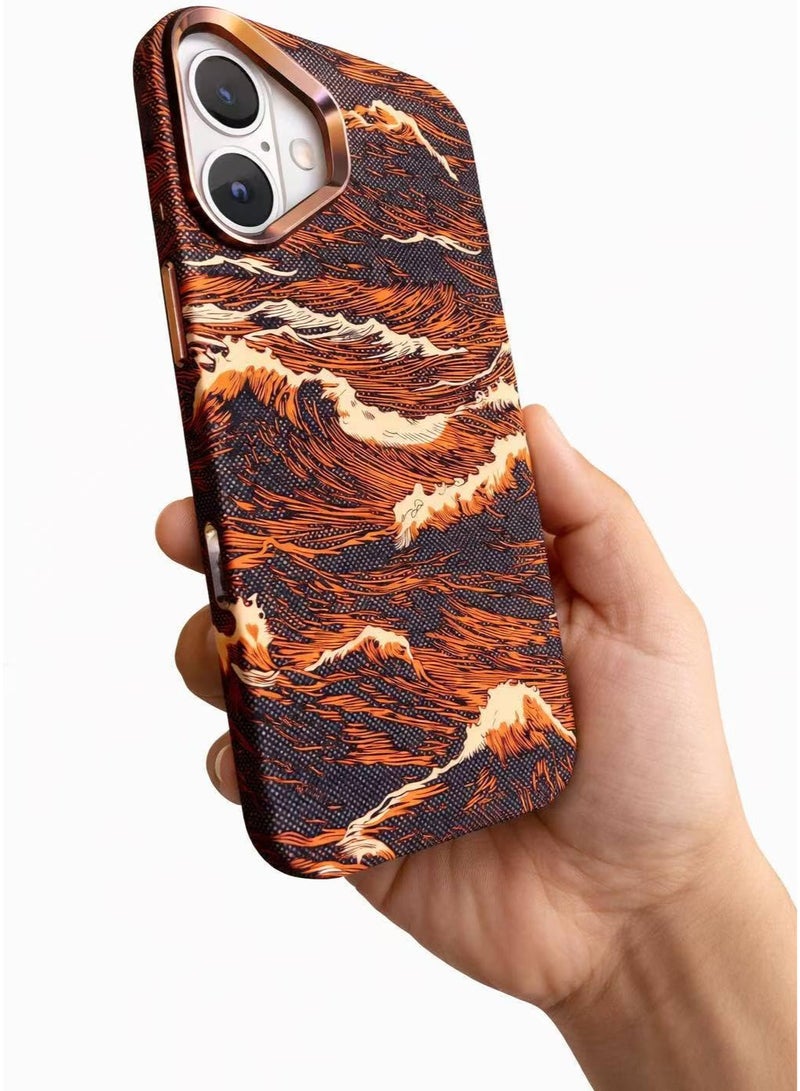 Ecosystem Case For iPhone 17, Aramid Fiber Woven Cover Compatible with Magnetic Wireless charger,1500D Fiber Textures, Slim Fit,Luminous effect, Exceptional for iPhone 17 (Wave Brown) - Image 2